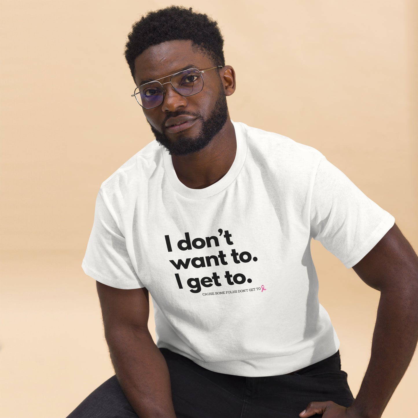Original (white) I Don't Want To with Pink ribbon Tee